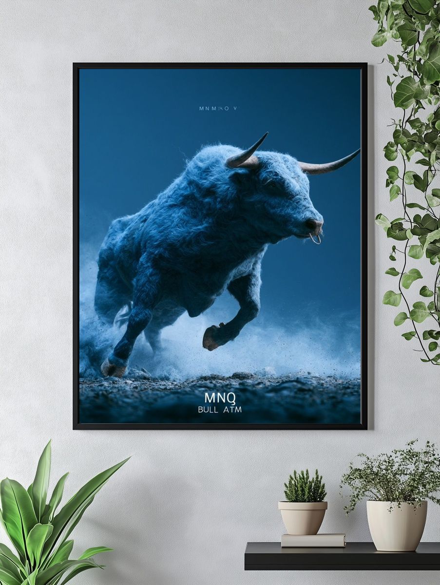 Charging Blue Bull Photography Poster. — room view 4