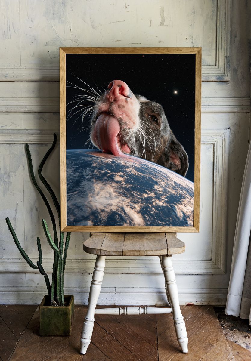 Cosmic Dog Portrait Print. — room view 1