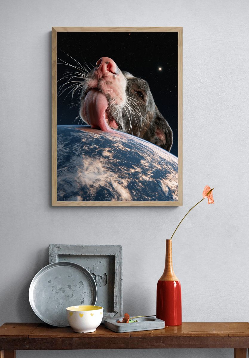 Cosmic Dog Portrait Print. — room view 3