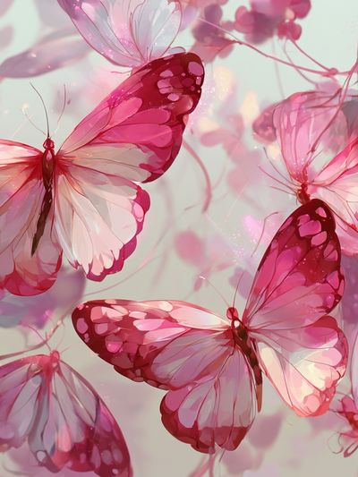 Pink Butterflies Illustration Poster. poster