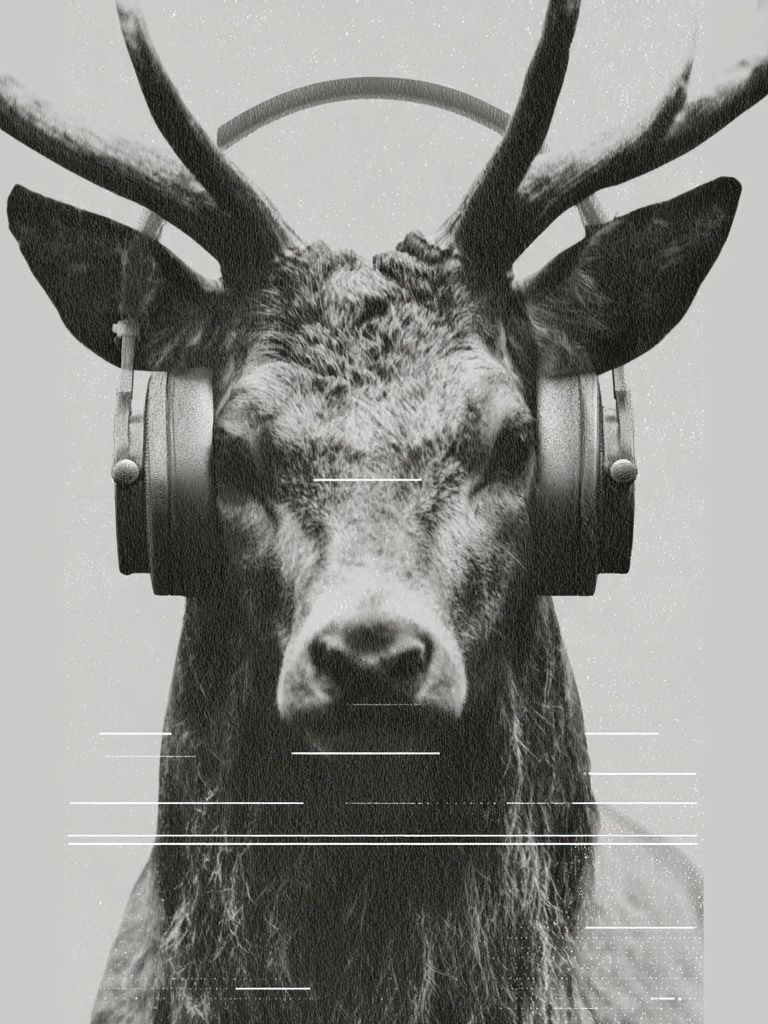 Headphone Deer Photography Poster. poster — animals art