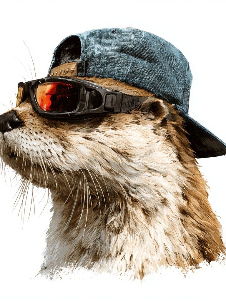 Otter in Cap and Goggles Poster. poster — animals art