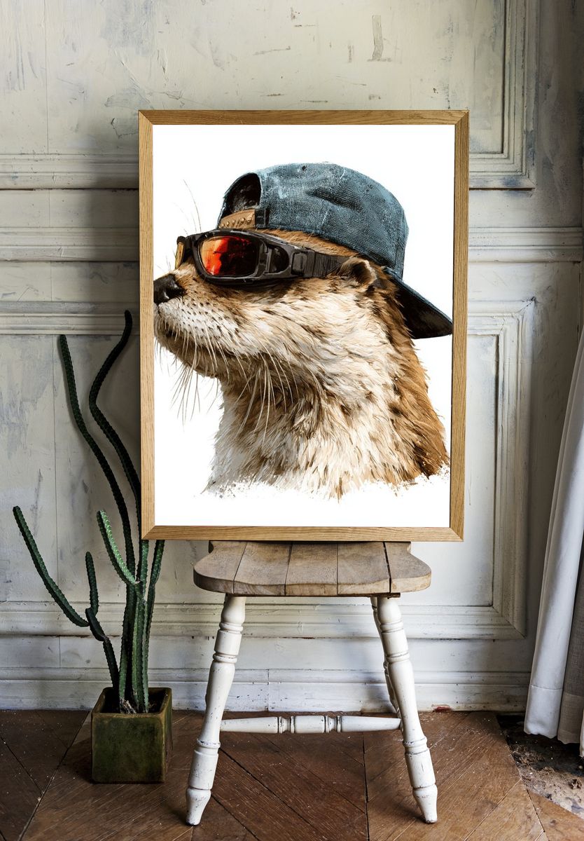 Otter in Cap and Goggles Poster. — room view 1