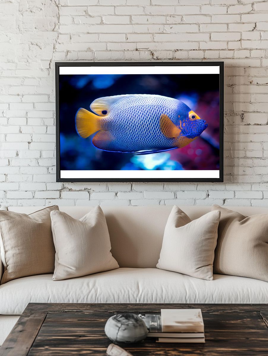 Blue Angelfish Photography Poster. room preview