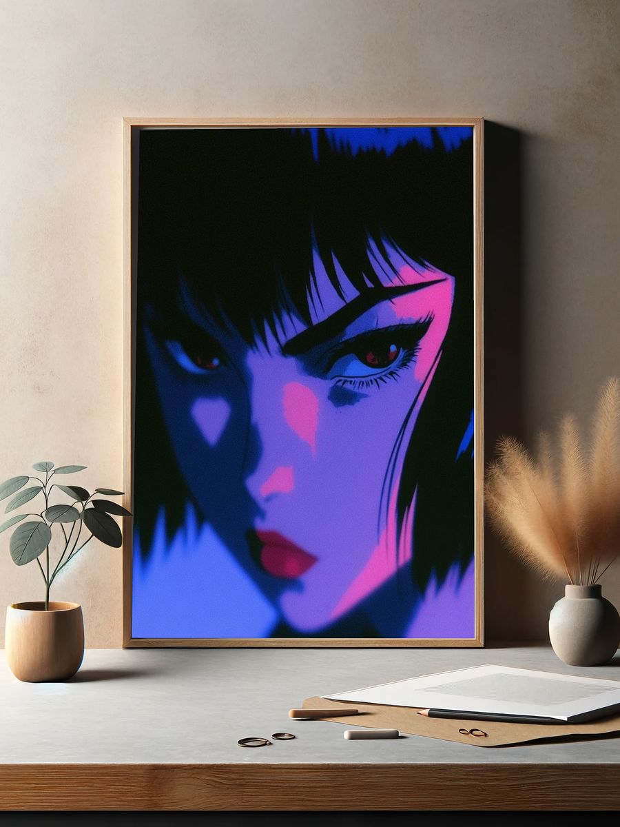 Neon Anime Portrait Poster. — room view 2