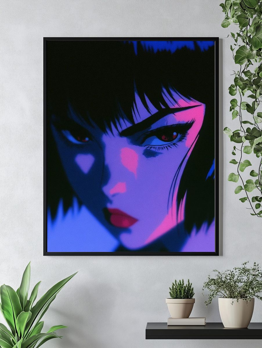 Neon Anime Portrait Poster. — room view 4