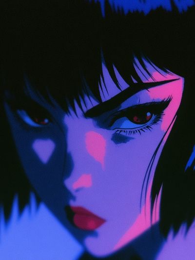 Neon Anime Portrait Poster. poster