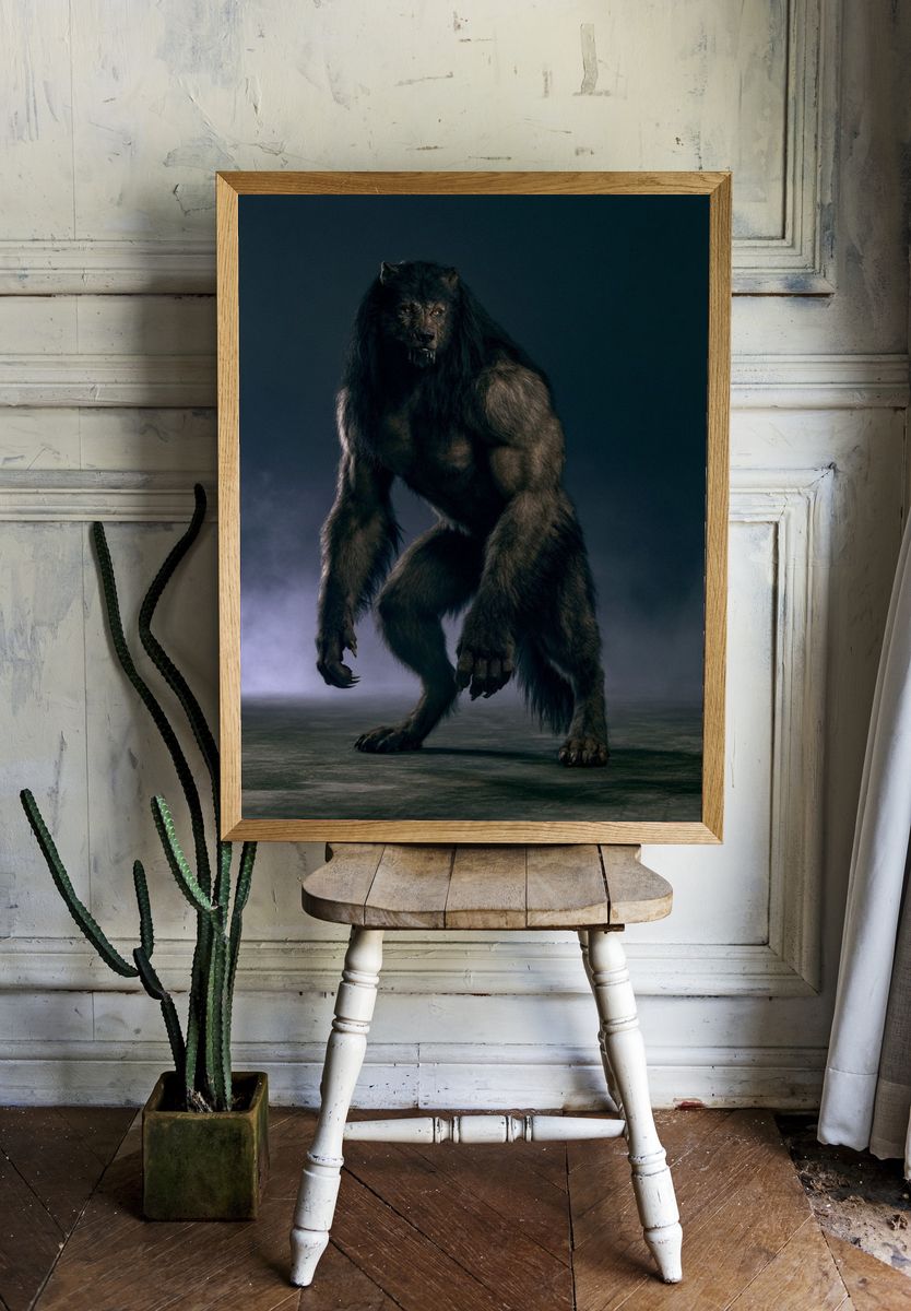 Werewolf Portrait Photography Poster. — room view 1
