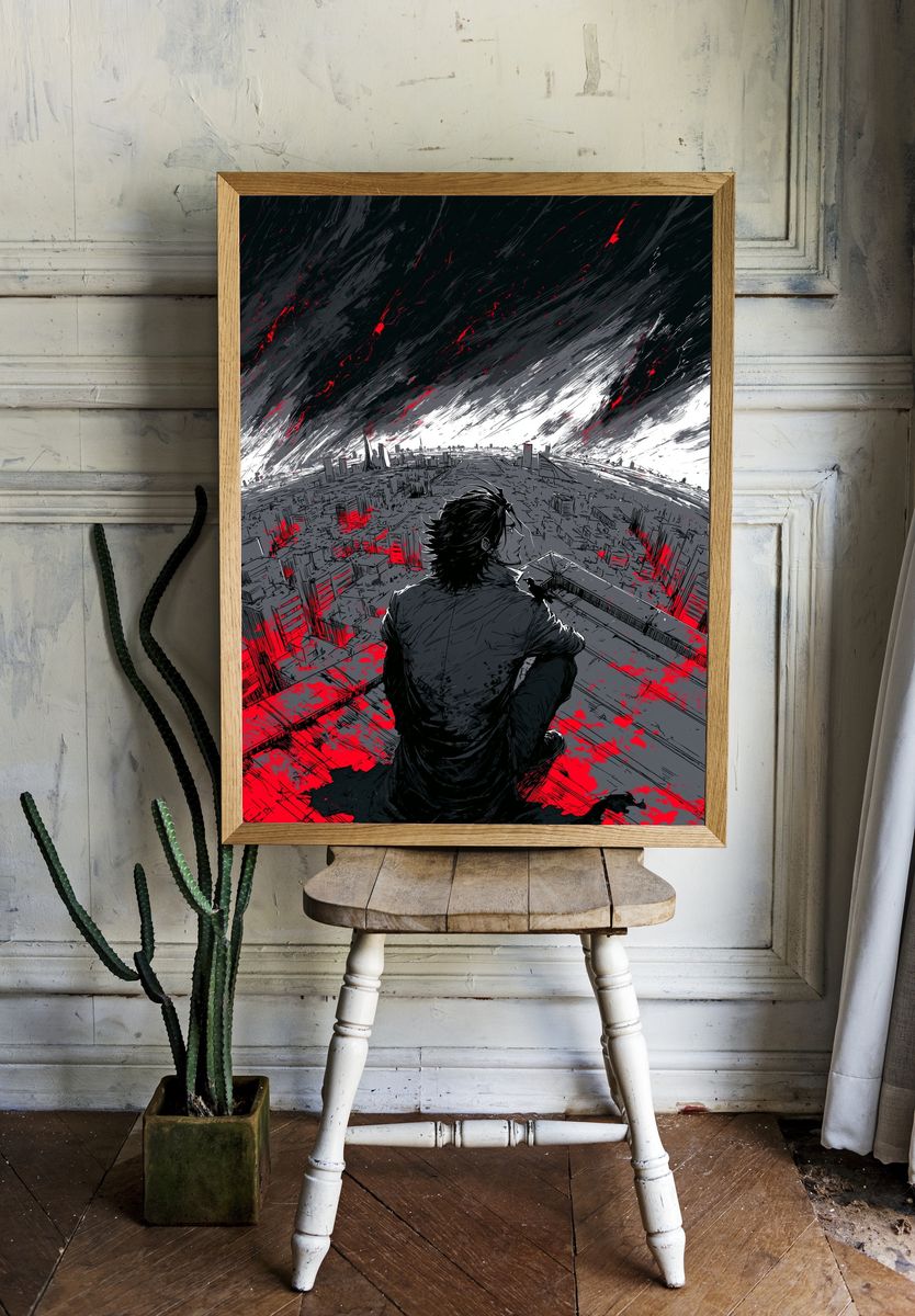 Apocalyptic Cityscape Manga Poster. — room view 1