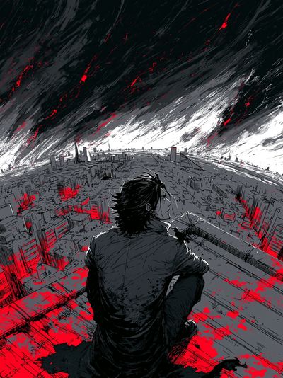 Apocalyptic Cityscape Manga Poster. poster