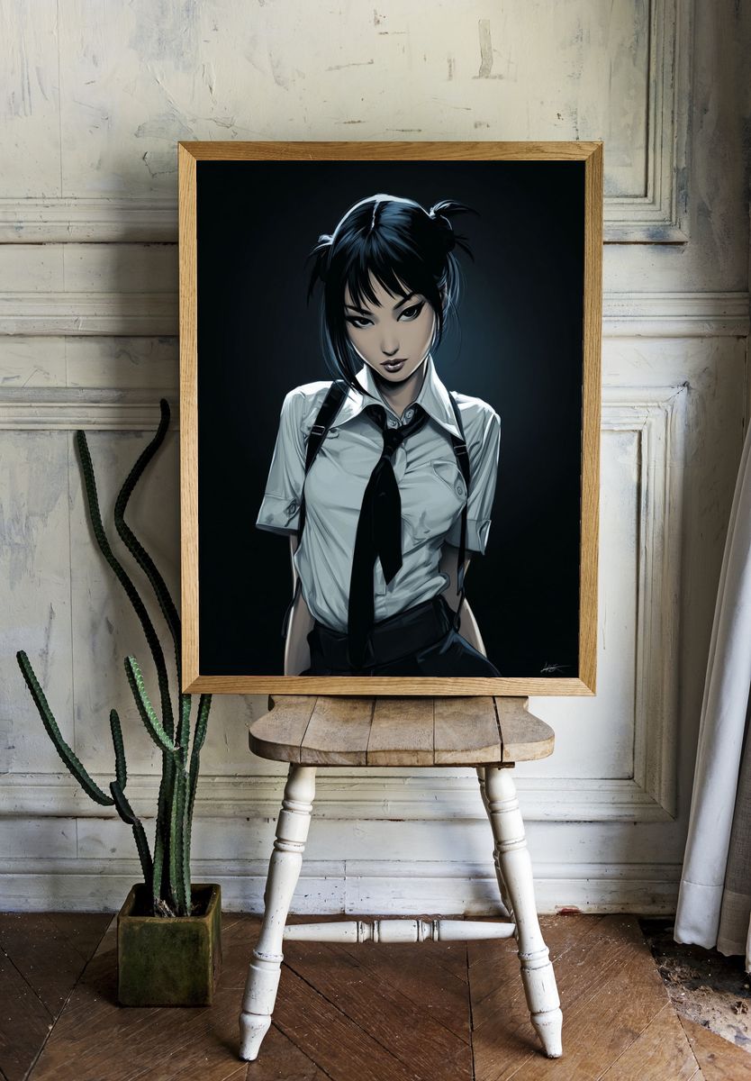 Anime Schoolgirl Portrait Poster. — room view 1