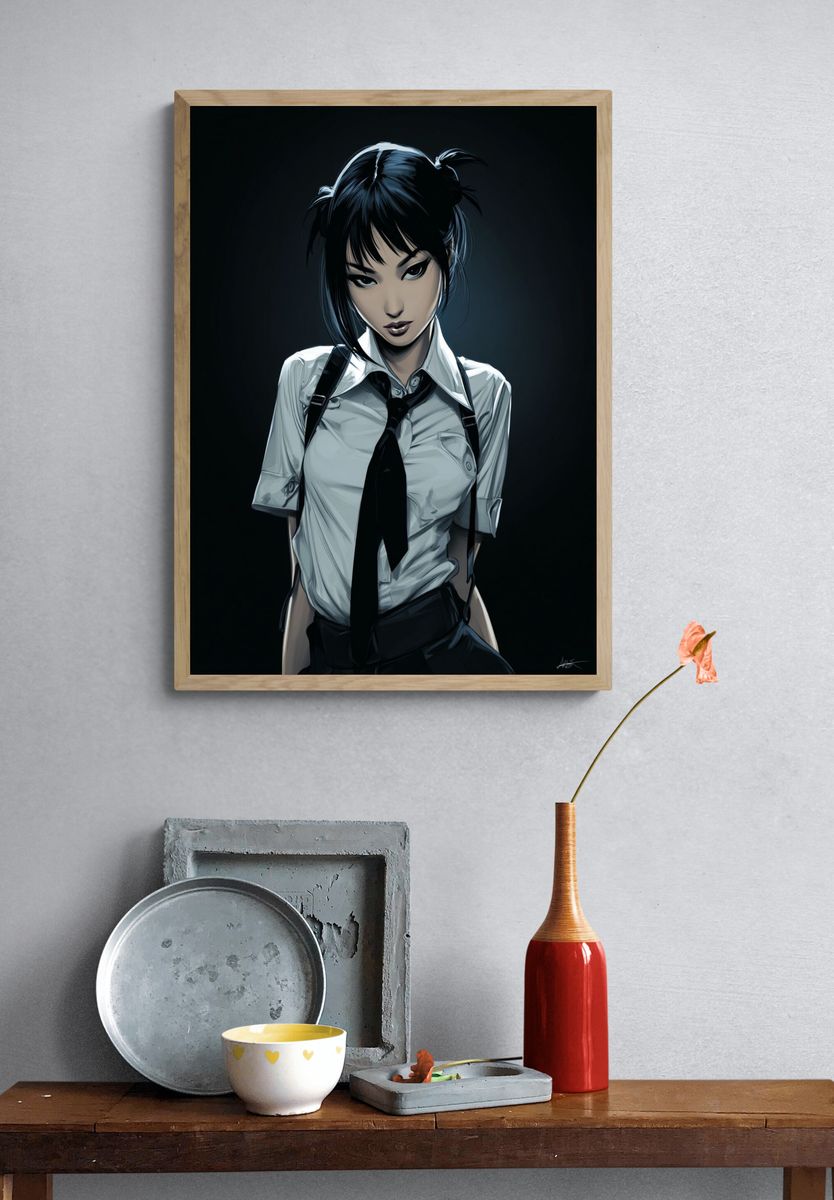 Anime Schoolgirl Portrait Poster. — room view 3