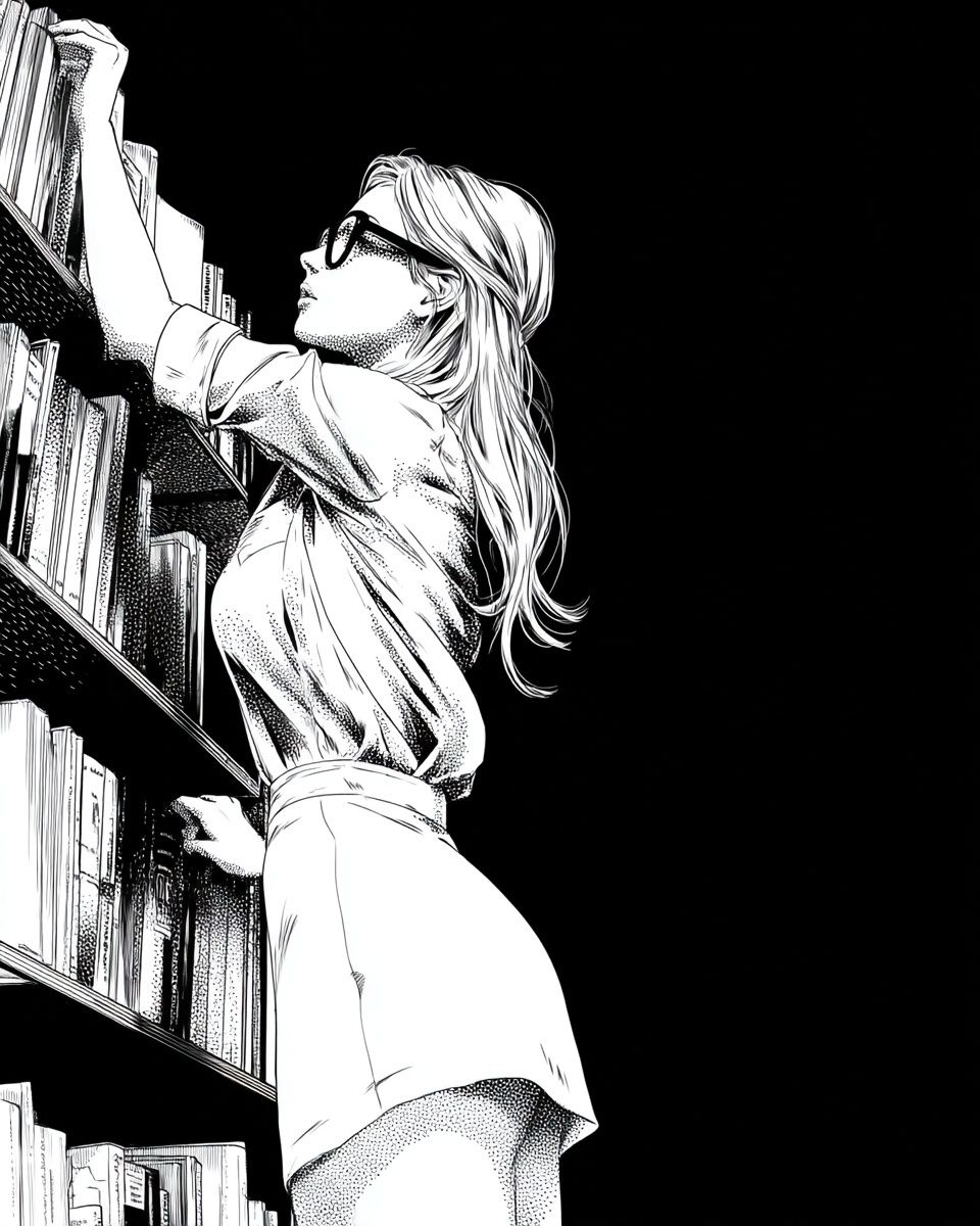Library Reader Manga Print. poster — anime art