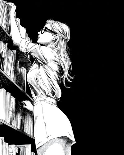 Library Reader Manga Print. poster
