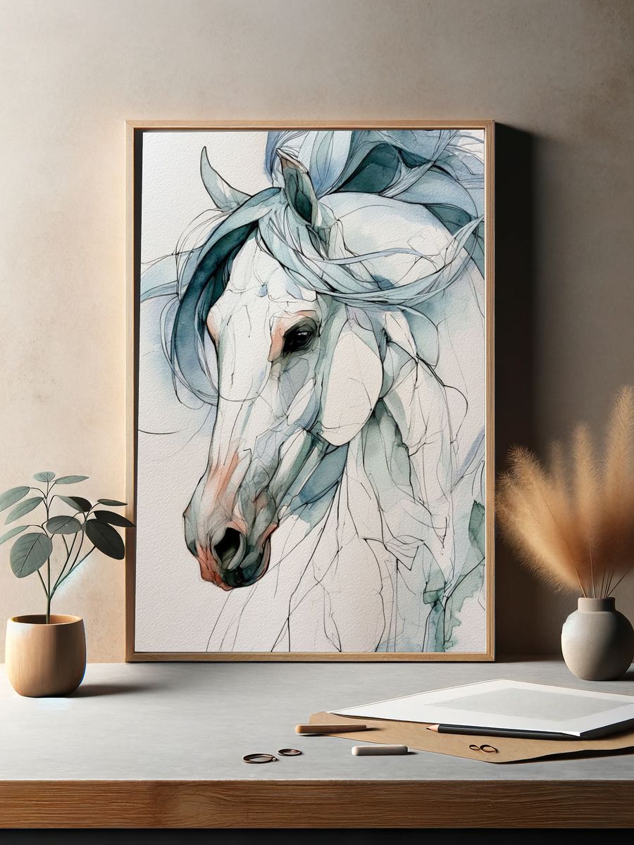Dreamy Horse Watercolor Poster. — room view 2