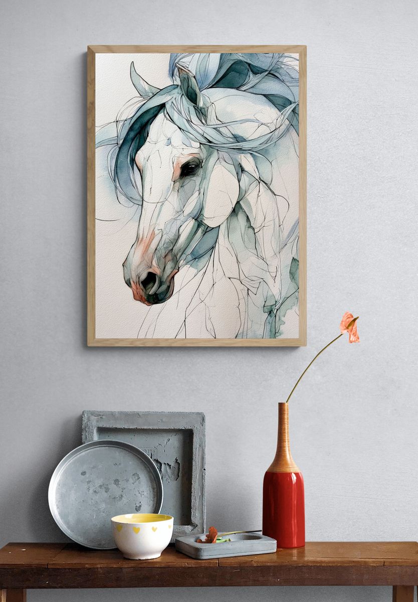 Dreamy Horse Watercolor Poster. — room view 3