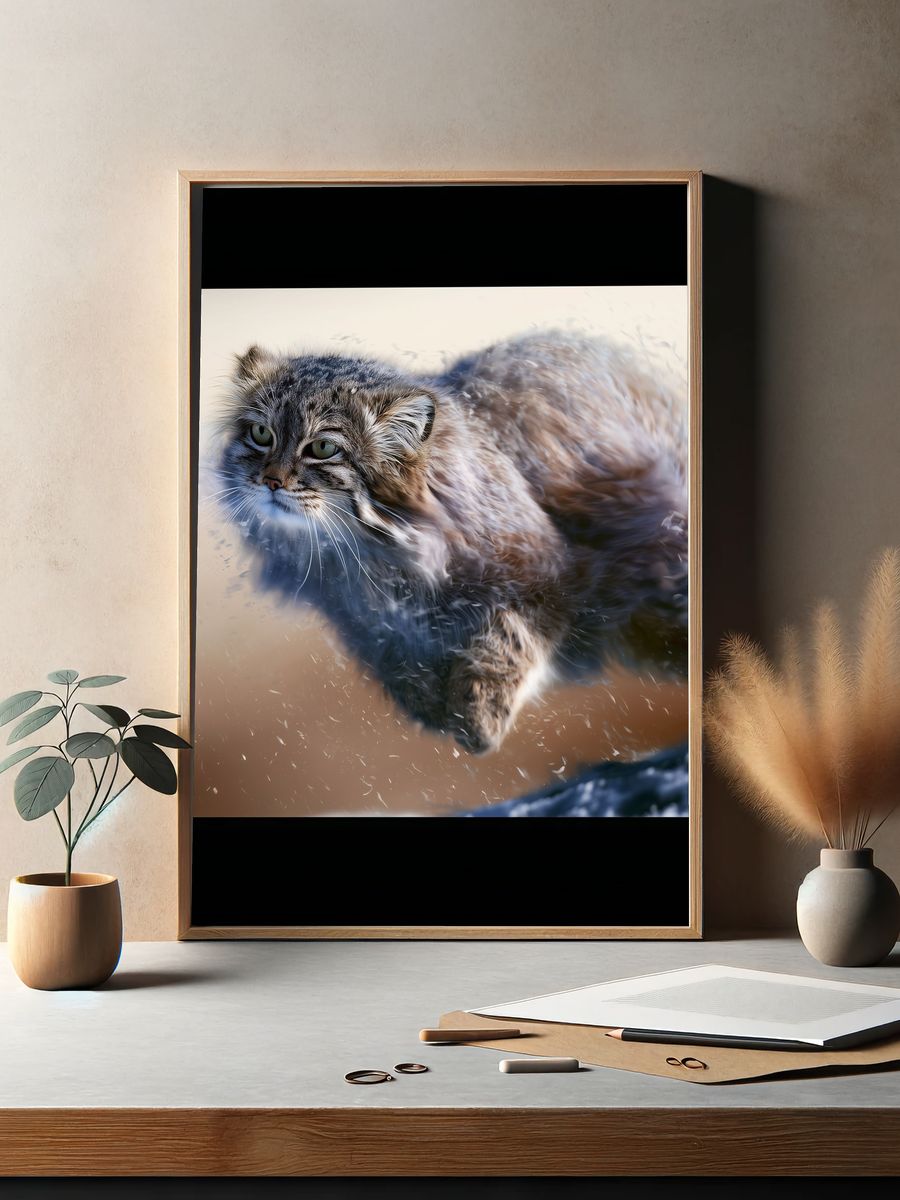 Wild Cat Motion Photography Poster. — room view 2
