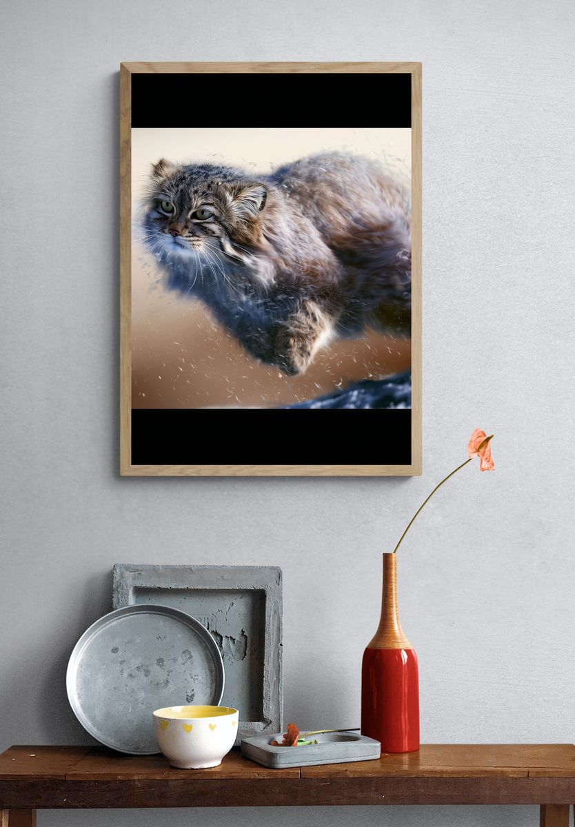 Wild Cat Motion Photography Poster. — room view 3