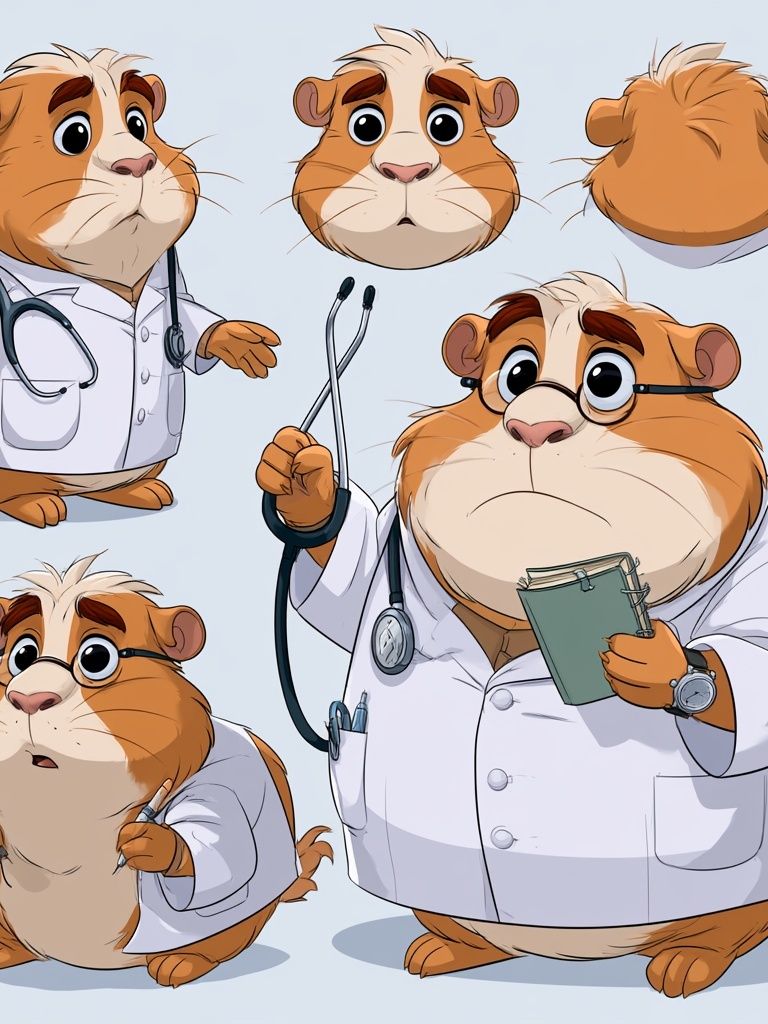 Doctor Guinea Pig Cartoon Poster. poster detail