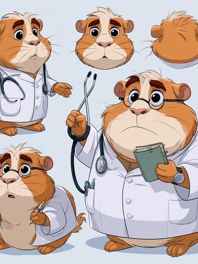 Doctor Guinea Pig Cartoon Poster. poster