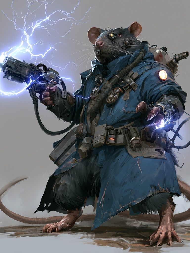 Cyberpunk Rat Warrior Illustration Poster. poster — animals art