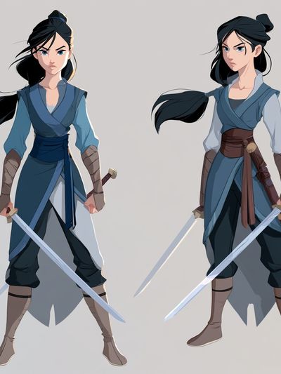 Dual Warrior Character Illustration Poster.