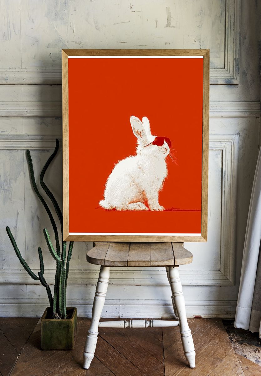White Rabbit Pop Art Poster. — room view 1
