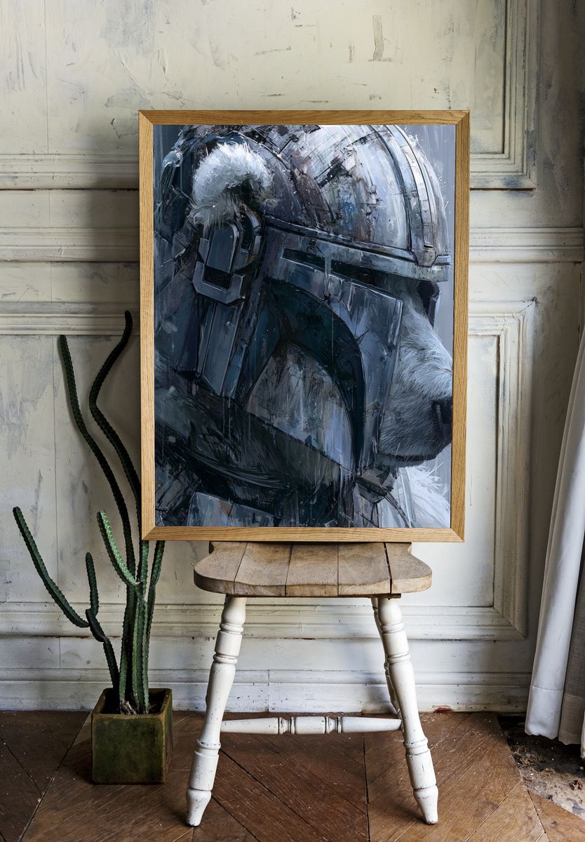 Polar Bear Helmet Portrait Print. — room view 1