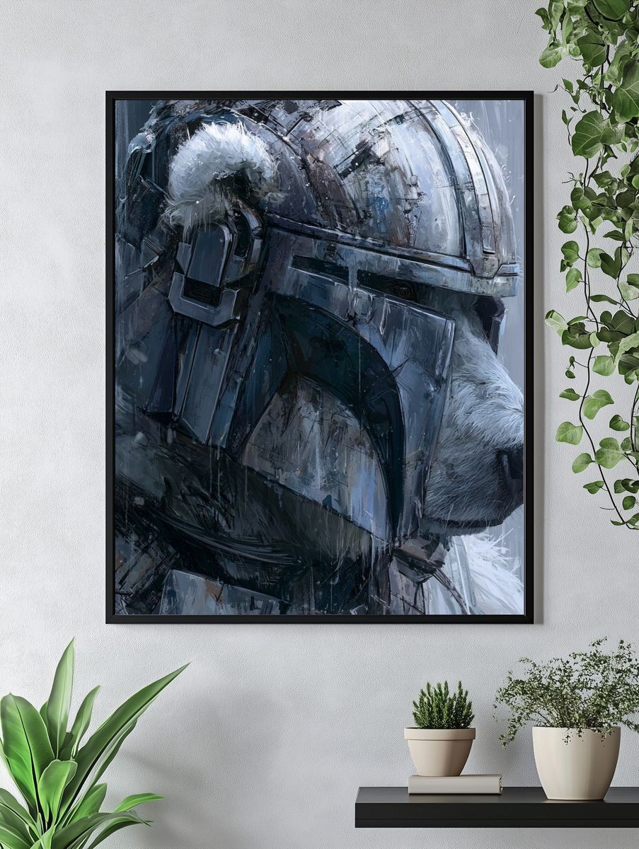 Polar Bear Helmet Portrait Print. — room view 4