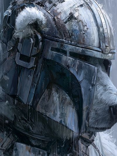 Polar Bear Helmet Portrait Print. poster