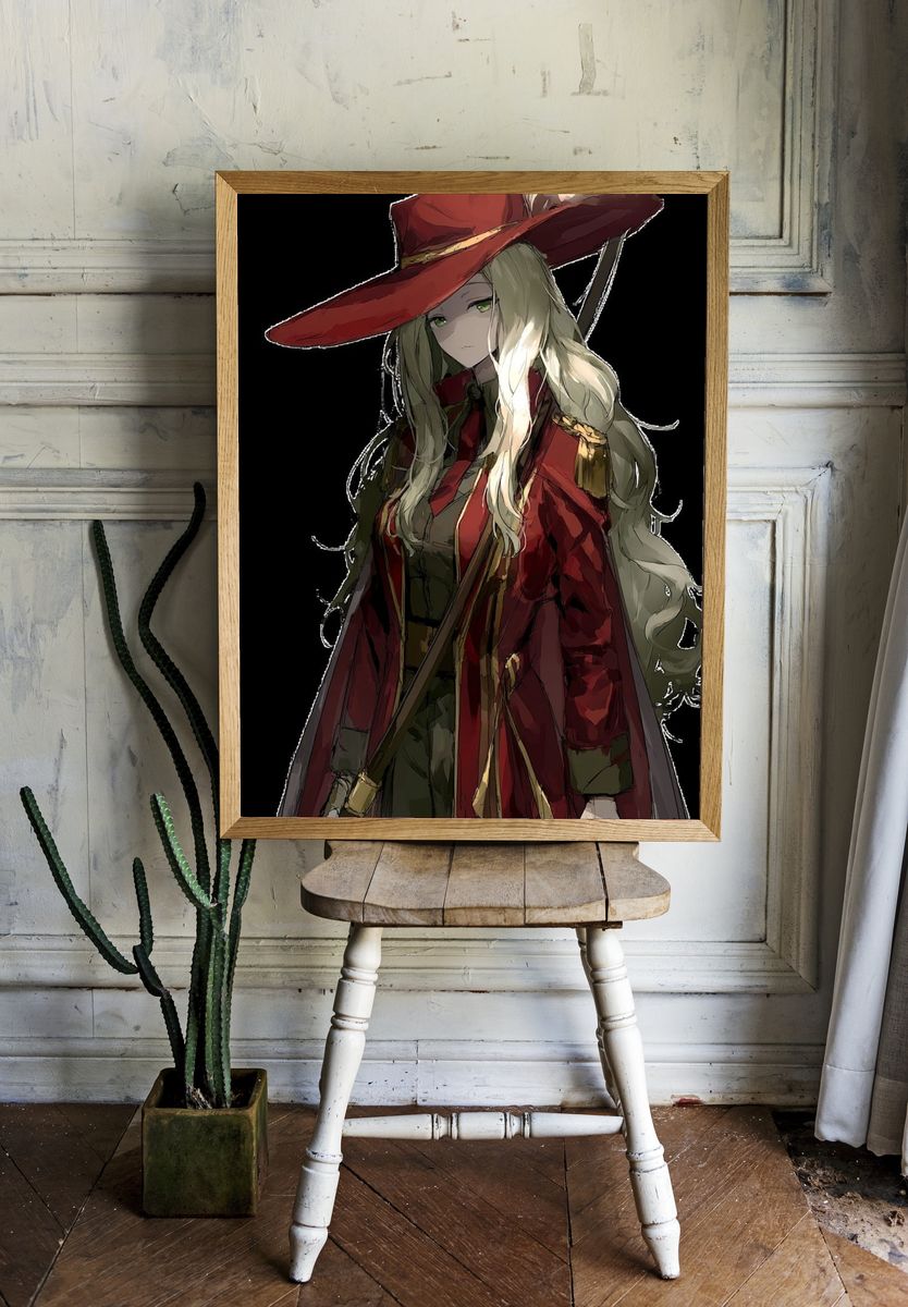 Red-Hat Anime Girl Poster. room preview