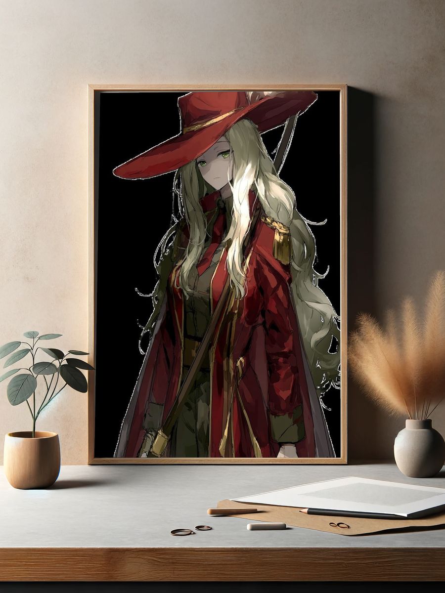 Red-Hat Anime Girl Poster. — room view 2