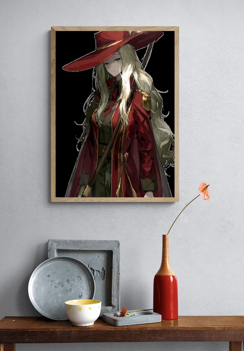 Red-Hat Anime Girl Poster. — room view 3