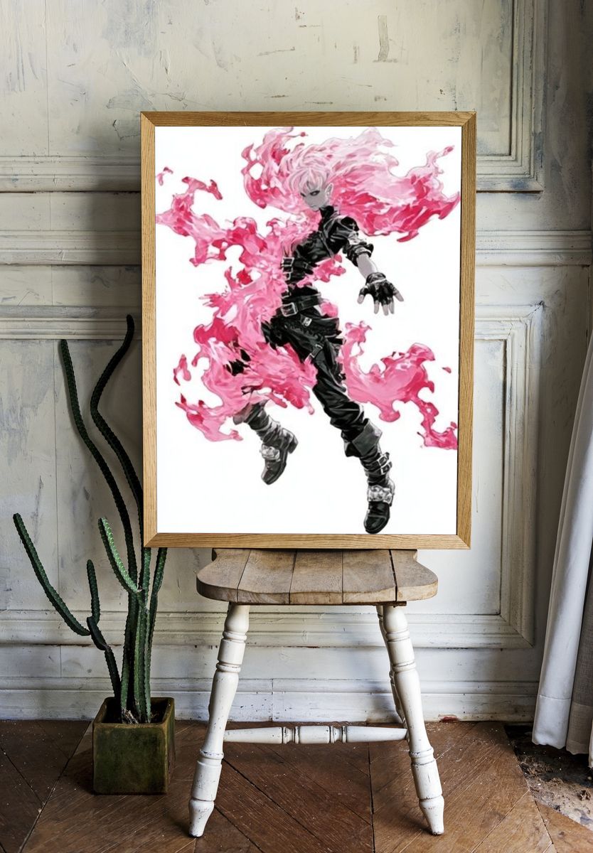 Pink Energy Anime Illustration Poster. room preview