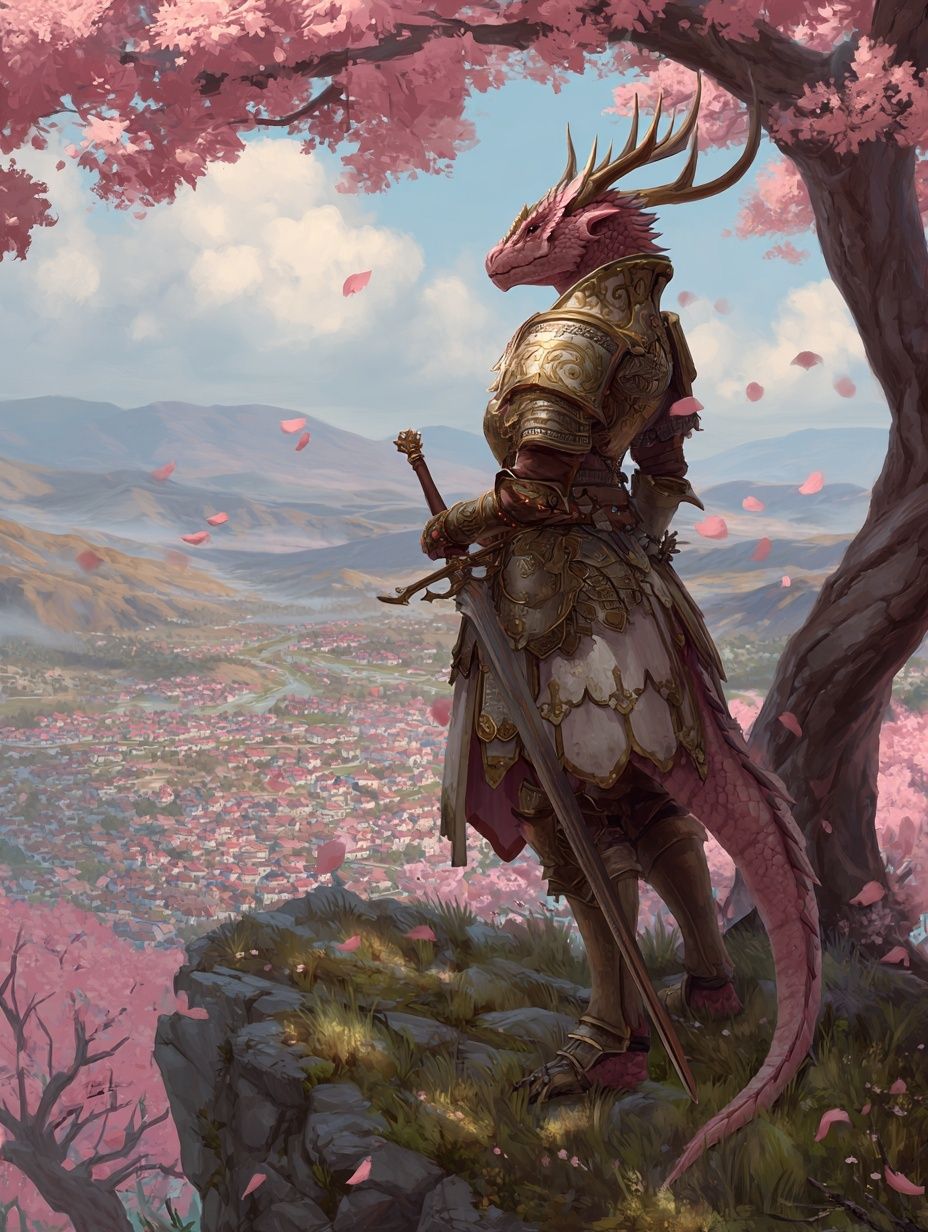 Dragon Knight Blossom Fantasy Print. poster — anime art