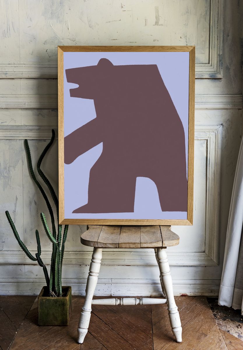 Bear Silhouette Abstract Print. room preview