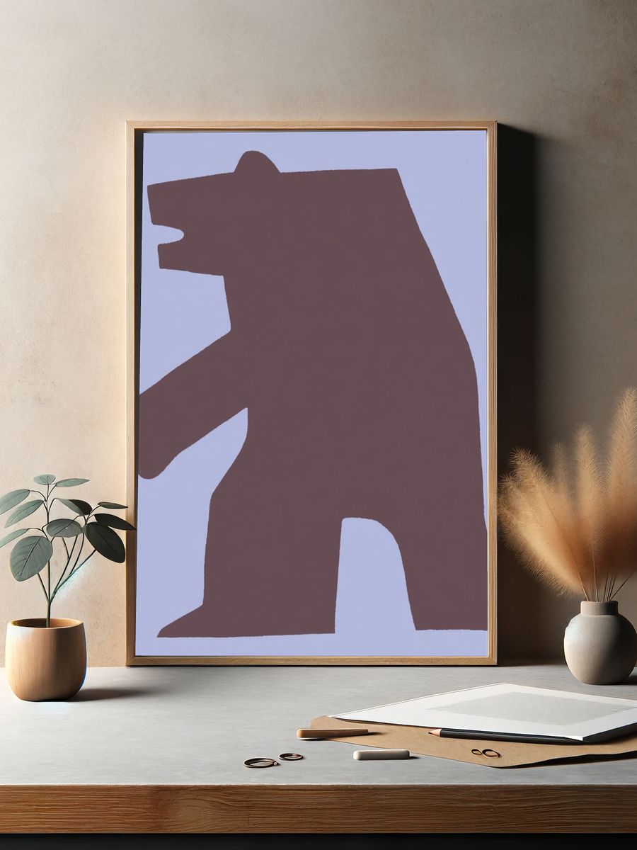 Bear Silhouette Abstract Print. — room view 2