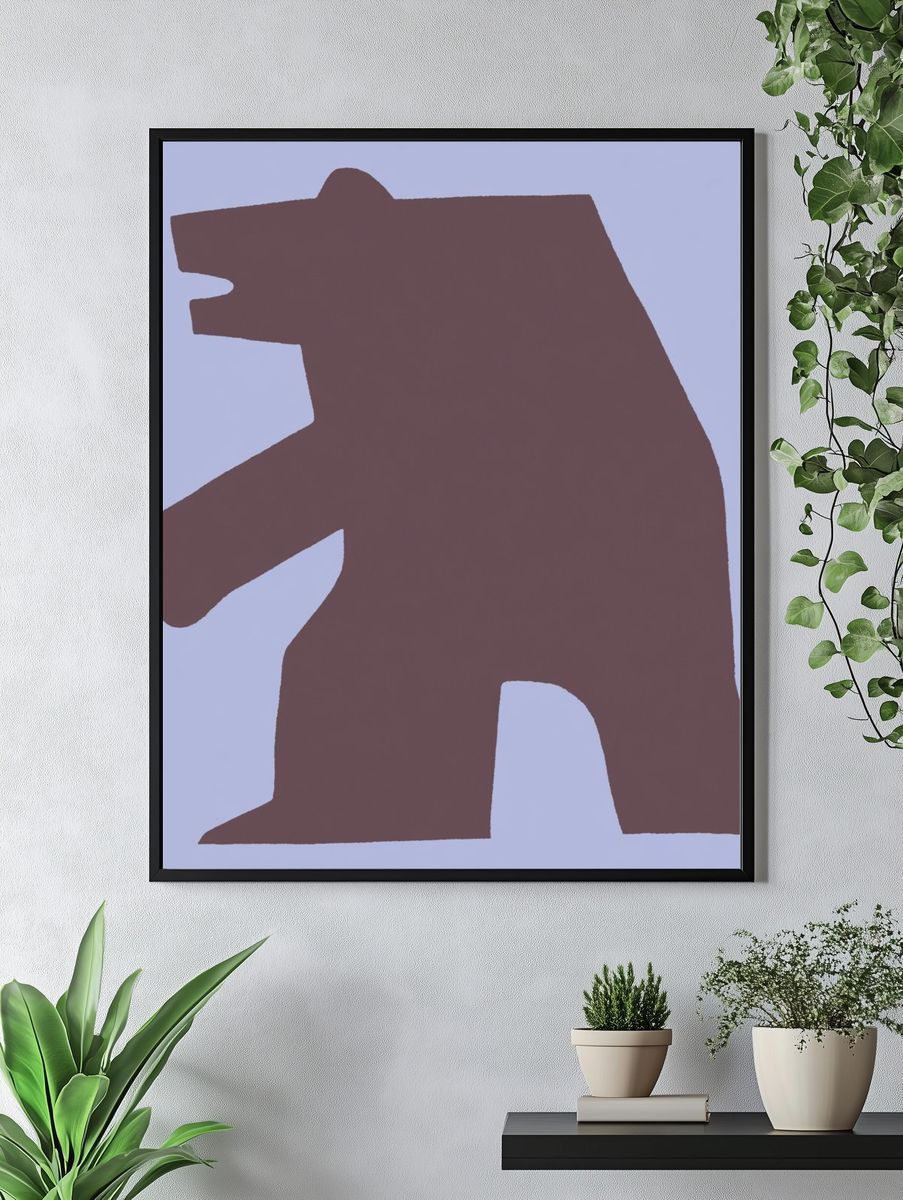 Bear Silhouette Abstract Print. — room view 4