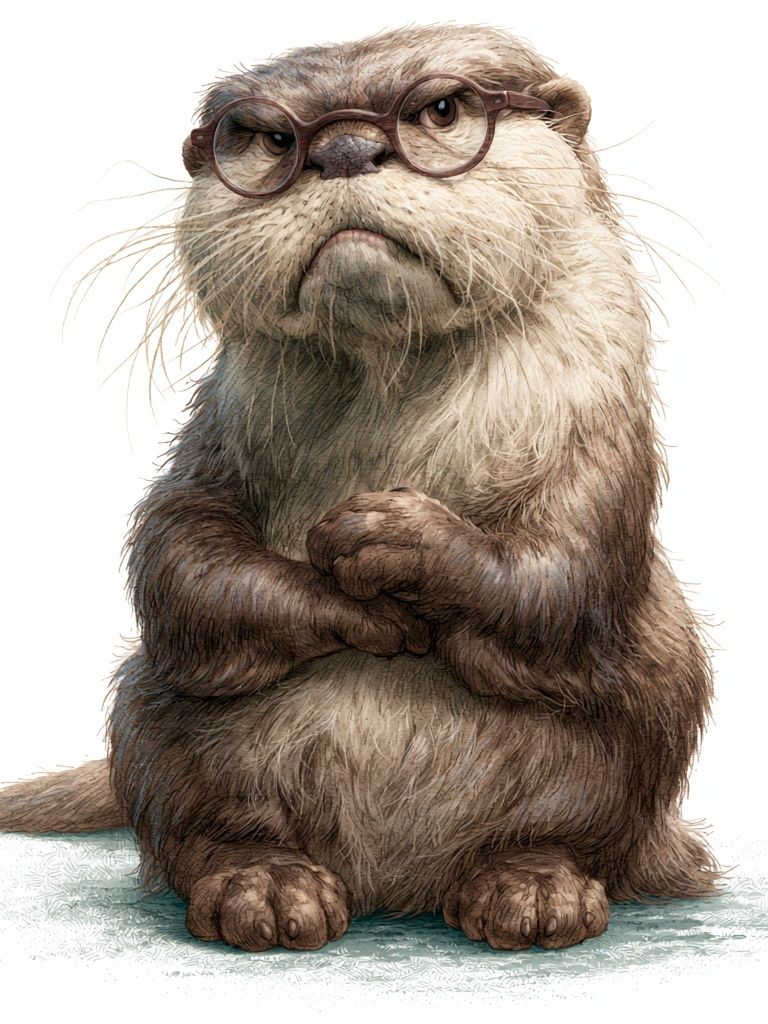 Otter with Glasses Illustration Poster. poster detail