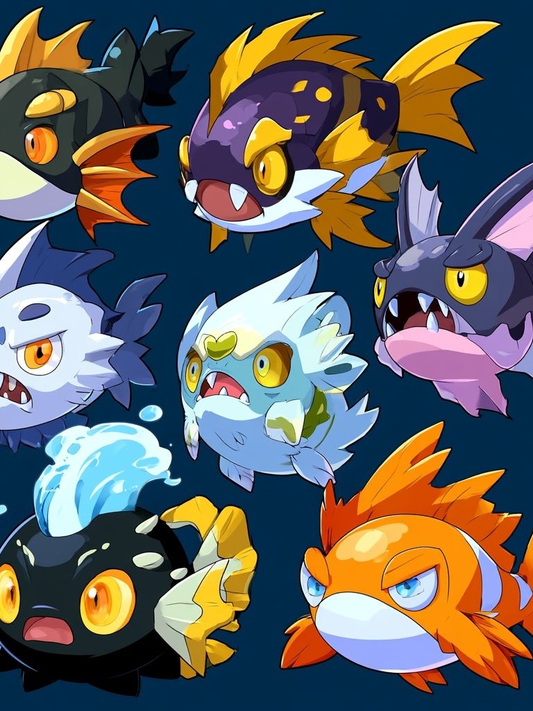 Fantasy Fish Creatures Anime Poster. poster — anime art