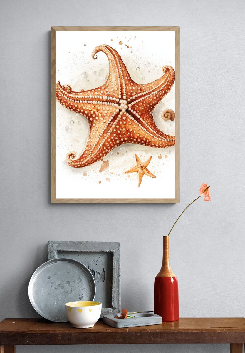 Starfish Watercolor Poster. — room view 3