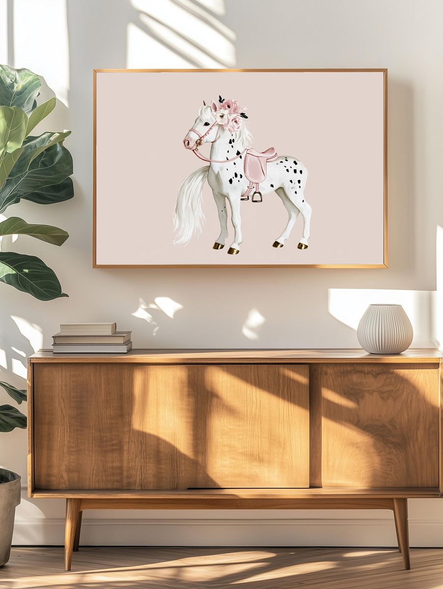 Floral Pony Watercolor Poster. — room view 3