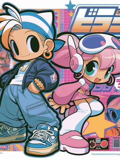 Retro Anime Duo Poster.
