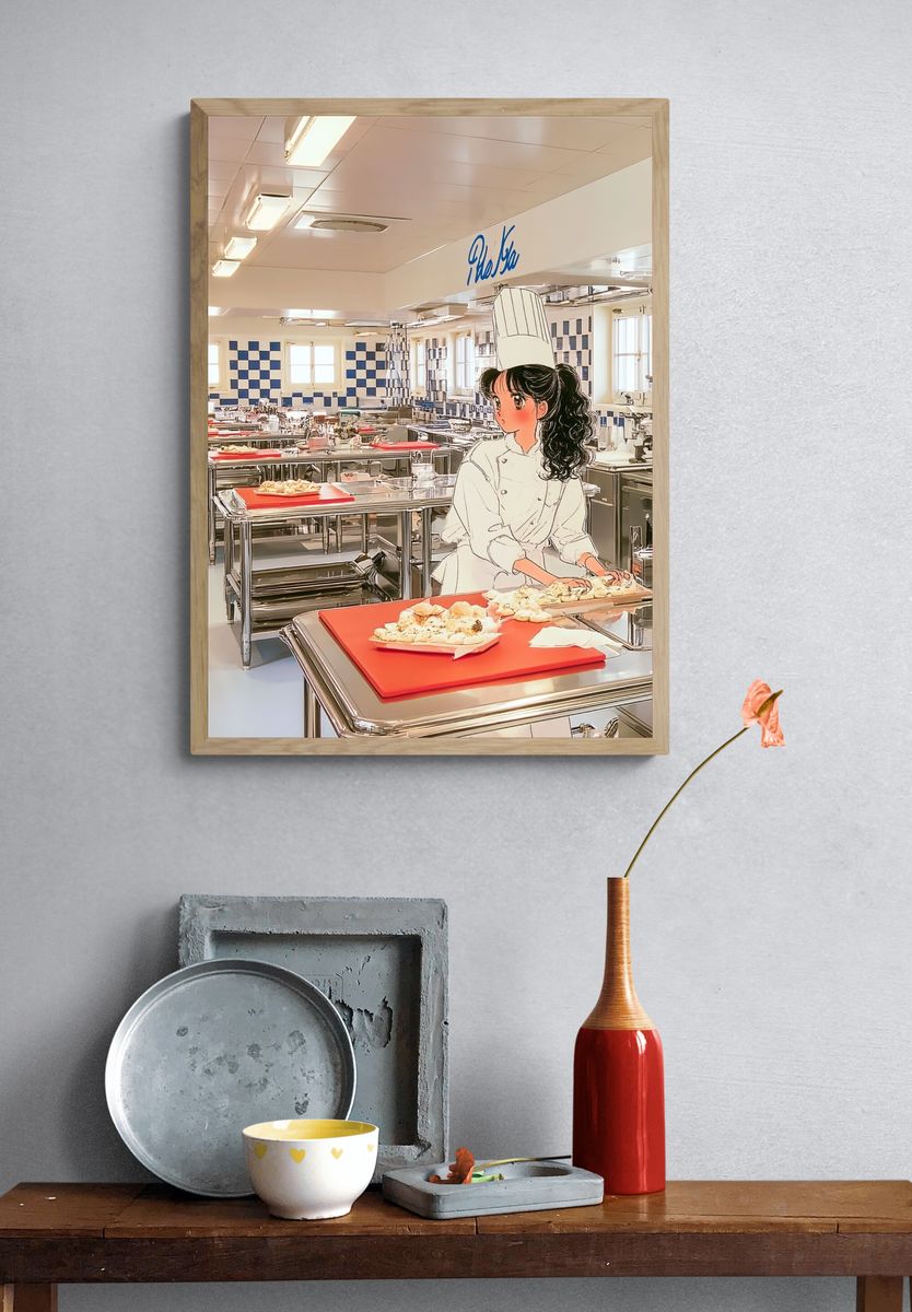 Anime Chef in Kitchen Poster. — room view 3