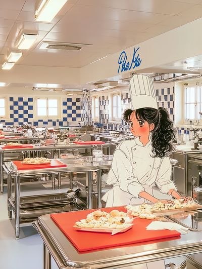 Anime Chef in Kitchen Poster. poster