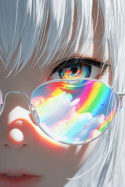 Rainbow Reflection Anime Portrait Poster. poster