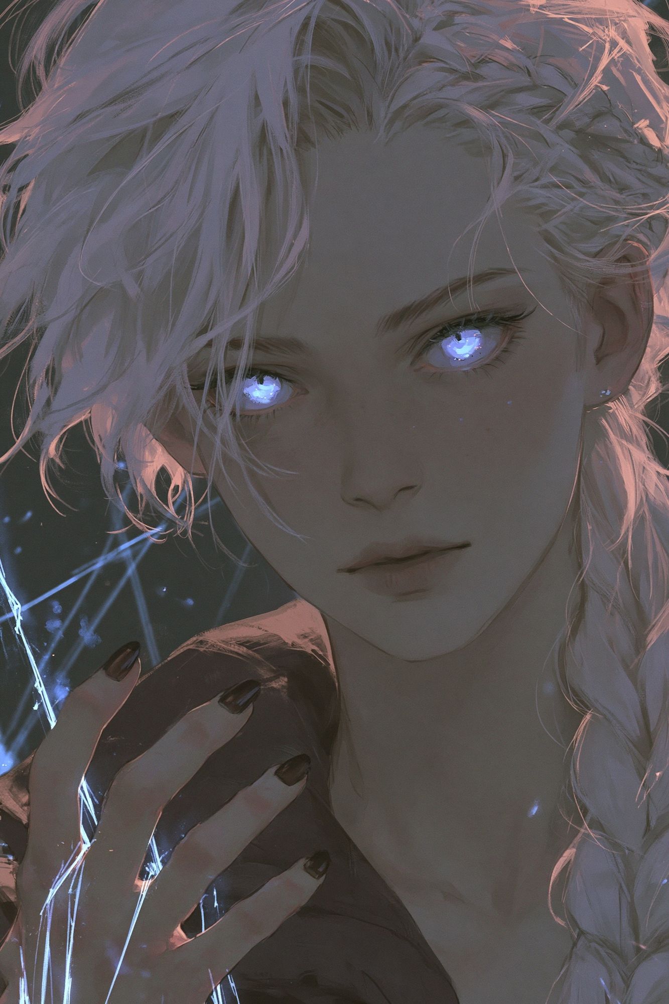 Glowing Eyes Anime Portrait Print. poster detail