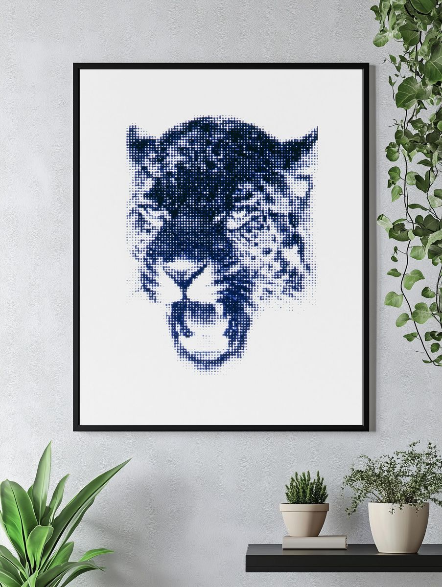 Blue Halftone Tiger Print. — room view 4