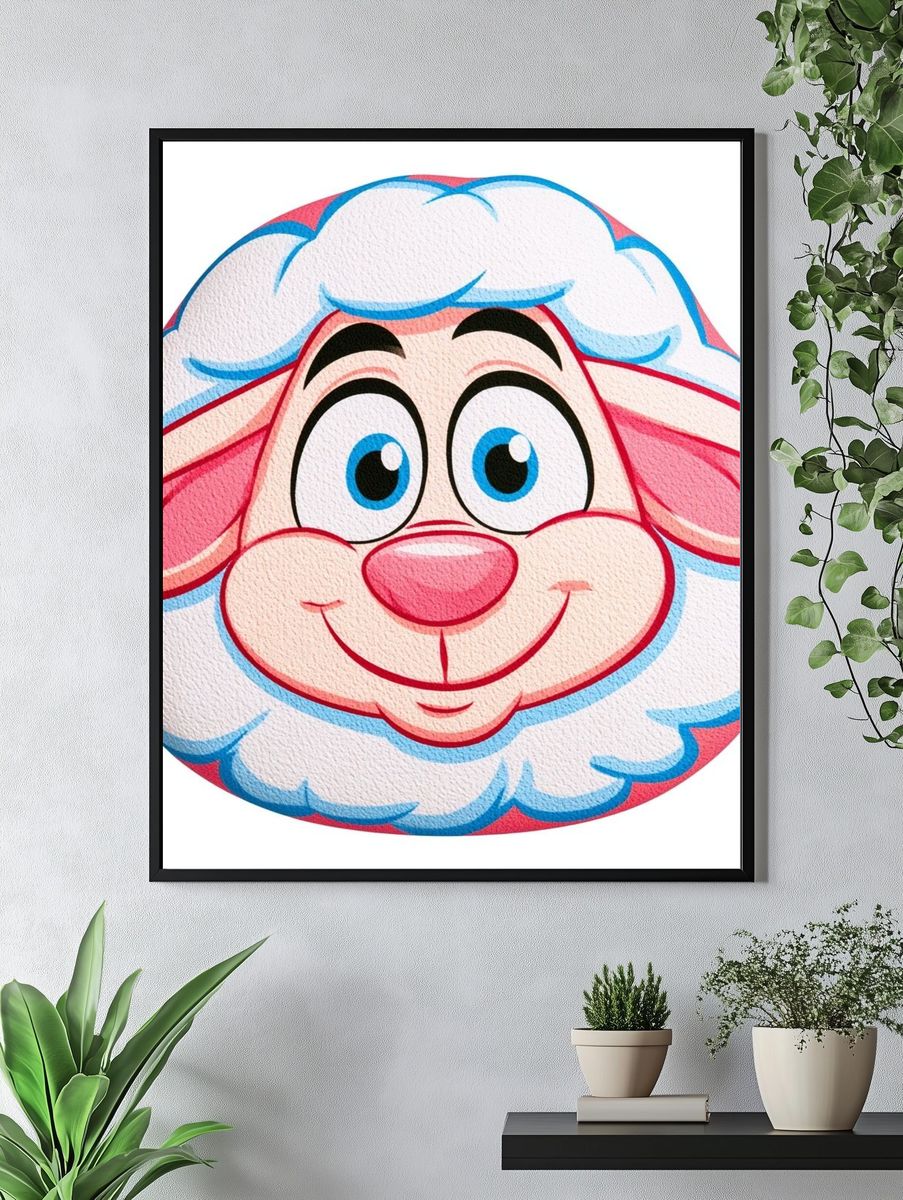 Cute Sheep Cartoon Print. — room view 4