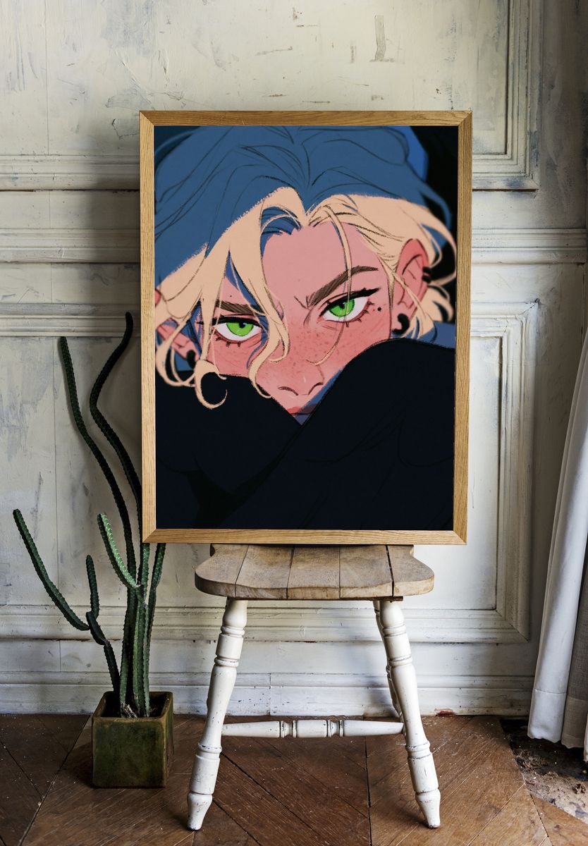 Anime Character Portrait Print. — room view 1